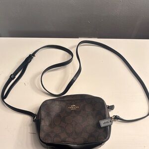 Coach Signature Brown and Black Crossbody Bag